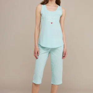 Rif.8290 Pigiama donna spalla larga cotone coffee calibrato