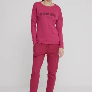 Rif. 8367 Pigiama donna caldo cotone felpato weekend