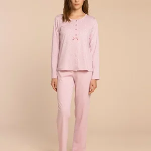 Rif.8735 Pigiama donna lungo cotone tuly calibrato