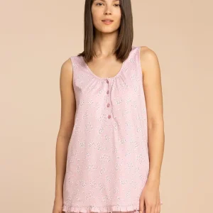 Rif.8754 Pigiama donna top spalla larga e pantalone corto cotone tuly calibrato