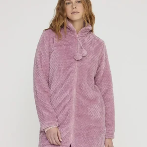 Rif.2839 Vestaglia donna bubble in coral con zip