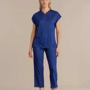 Rif. 9044 Pigiama donna timeless in modal con scollo a V