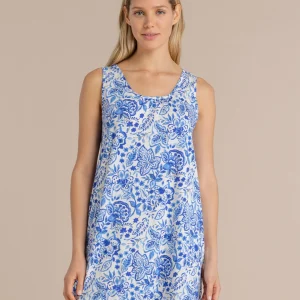 Rif.3222 Camicia da notte donna in cotone con spalla larga articolo acquerello azzurro