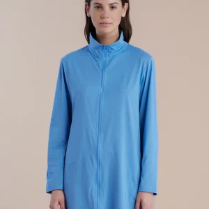 Rif.2916 Vestaglia donna in cotone manica lunga con chiusura zip