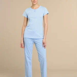 Rif.9203 Pigiama donna in cotone top manica corta conformato