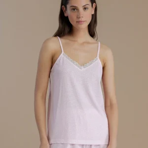 Rif.9220 Pigiama donna in cotone con top bretellina cherry bloom conformato