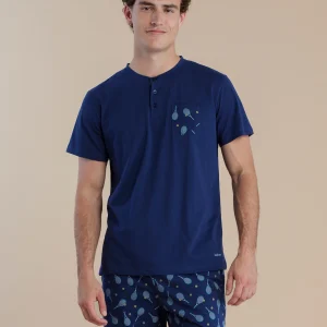 Rif.3067 Pigiama uomo in cotone con top manica corta e pantalone corto articolo club