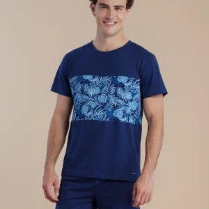 Rif.3077 Pigiama uomo in cotone con top manica corta girocollo e pantalone corto articolo easy