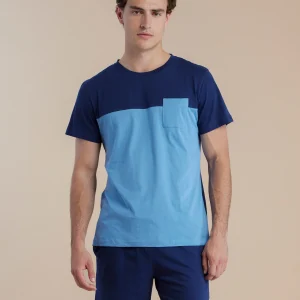 Rif.3076 Pigiama uomo in cotone con top manica corta easy