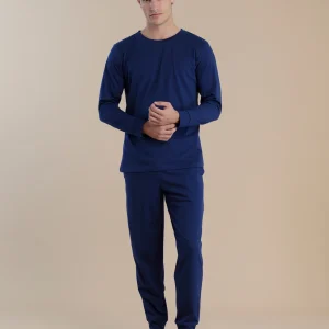 Rif.3036 Pigiama uomo in cotone manica lunga con girocollo  easy