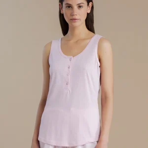 Rif.9166 Pigiama donna in cotone con top spalla larga e pantalone corto articolo vichy