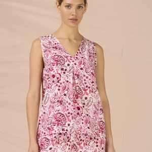 Rif.1227 Completo donna in viscosa top spalla larga e pantalone corto articolo acquerello bordeaux