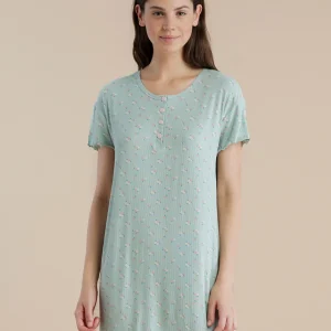Rif.3201 Camicia da notte donna in costina manica corta collo 4 bottoni articolo bloom