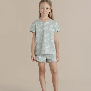 Rif.2522 Pigiama bambina in cotone manica corta tropical