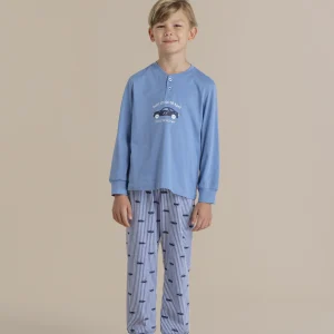 Rif.2482 Pigiama bambino in cotone con top manica lunga e pantalone lungo articolo colorful