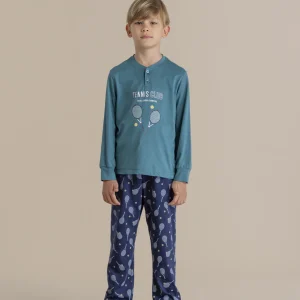 Rif.2483 Pigiama bambino in cotone con top manica lunga club