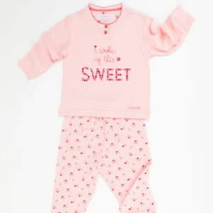 Rif.826 Pigiama neonata in cotone con top manica lunga e pantalone lungo