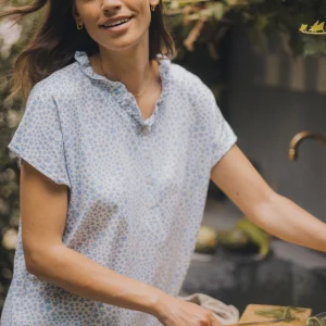 Rif.3191 Camicia da notte donna in cotone con collo quattro bottoni articolo violet