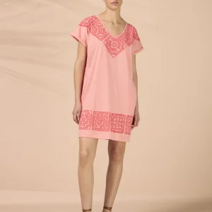 Rif.3309 Abitino corto donna in cotone manica corta articolo maiolica Sunset