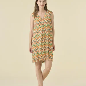 Rif.3378 Abitino donna corto spalla larga in viscosa con stampa etnica articolo ethno