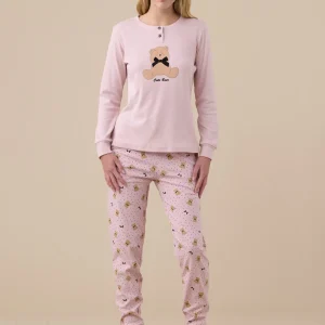 Rif.9251 Pigiama donna caldo cotone articolo orso