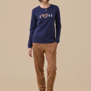 Rif.9261 Pigiama donna caldo cotone articolo animalier