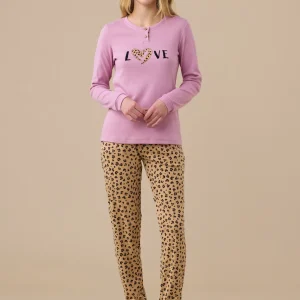 Rif.9431 Pigiama donna calibrato caldo cotone articolo animalier