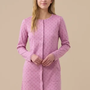 Rif.3406 Camicia da notte donna in caldo cotone con abbottonatura frontale articolo cuore.