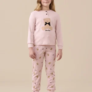 Rif.2532 Pigiama bambina caldo cotone articolo orso