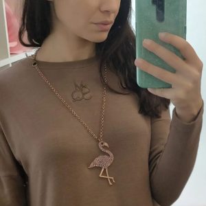 Collana fenicottero colore rosato con strass