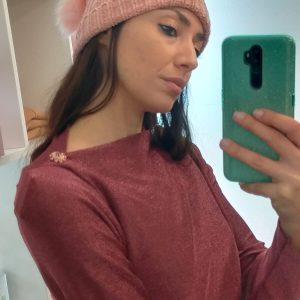 cappello papala  ciniglia con pon pon e lurex