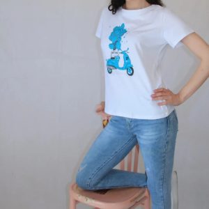 T shirt con strass  Art. Un cuore in Vespa