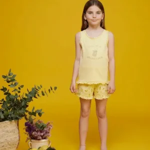 Rif.2400 Pigiama bambina spalla larga cotone limonata