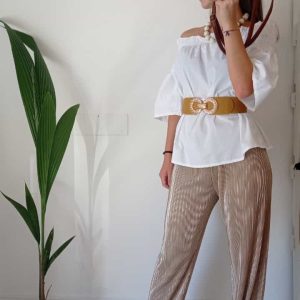 Panta palazzo plissè curvy Art. Oro