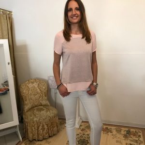 blusa “luminosa” con lurex rosa