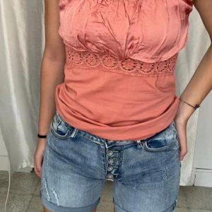 Top in cotone con pizzo Art Moon