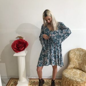 Abito in cotone manica pipistrello “riflesso”