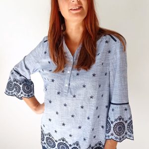 Blusa in cotone macramè Art. Bolle