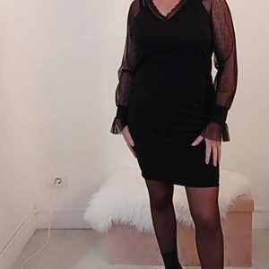 Abito rubino con maniche in tulle Art. Lea