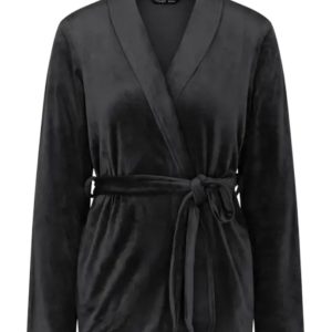 Vestaglia donna nera elegante in velour, comoda, con cintura regolabile