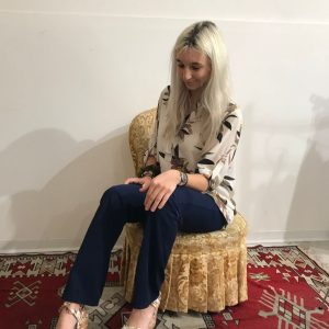 pantalone donna palazzo Blu oceano