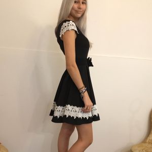 Abito con cintura svasato taglia unica con bordo in pizzo