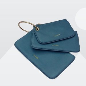 Tris di Borselli Eleganti con Anello – Borsa Azzurro Carta da Zucchero Multifunzione 15×26 cm