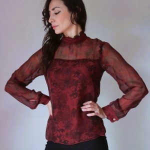 Blusa Vittoriana in Seta Pura – Stile Retro Chic in Vari Colori
