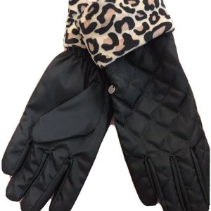 Guanto donna con bordo in pelliccia maculato