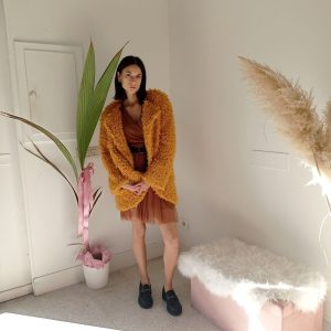 Cappotto in Pelliccia Ecologica Ocra