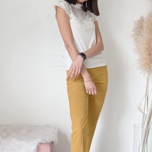 Pantaloni Eleganti Vita Alta in Velluto Senape e Marrone – Taglie 42-46