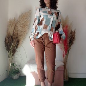 Camicia Viscosa a Fantasia Vintage da Donna