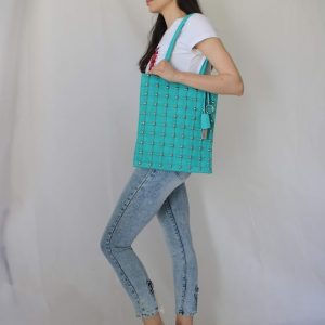 Borsa Shopper Turchese con Dettagli – Eleganza e Funzionalità