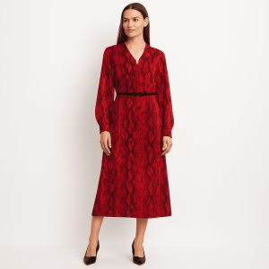 Abito rosso lungo stampa pitonata